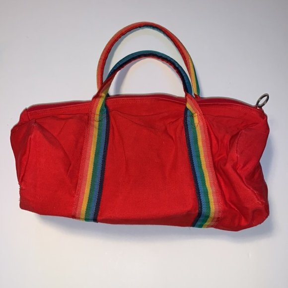 Care Bears Vintage Mini Duffel Bag / Oversized Hobo Purse with Rainbow Handles - Picture 2 of 13